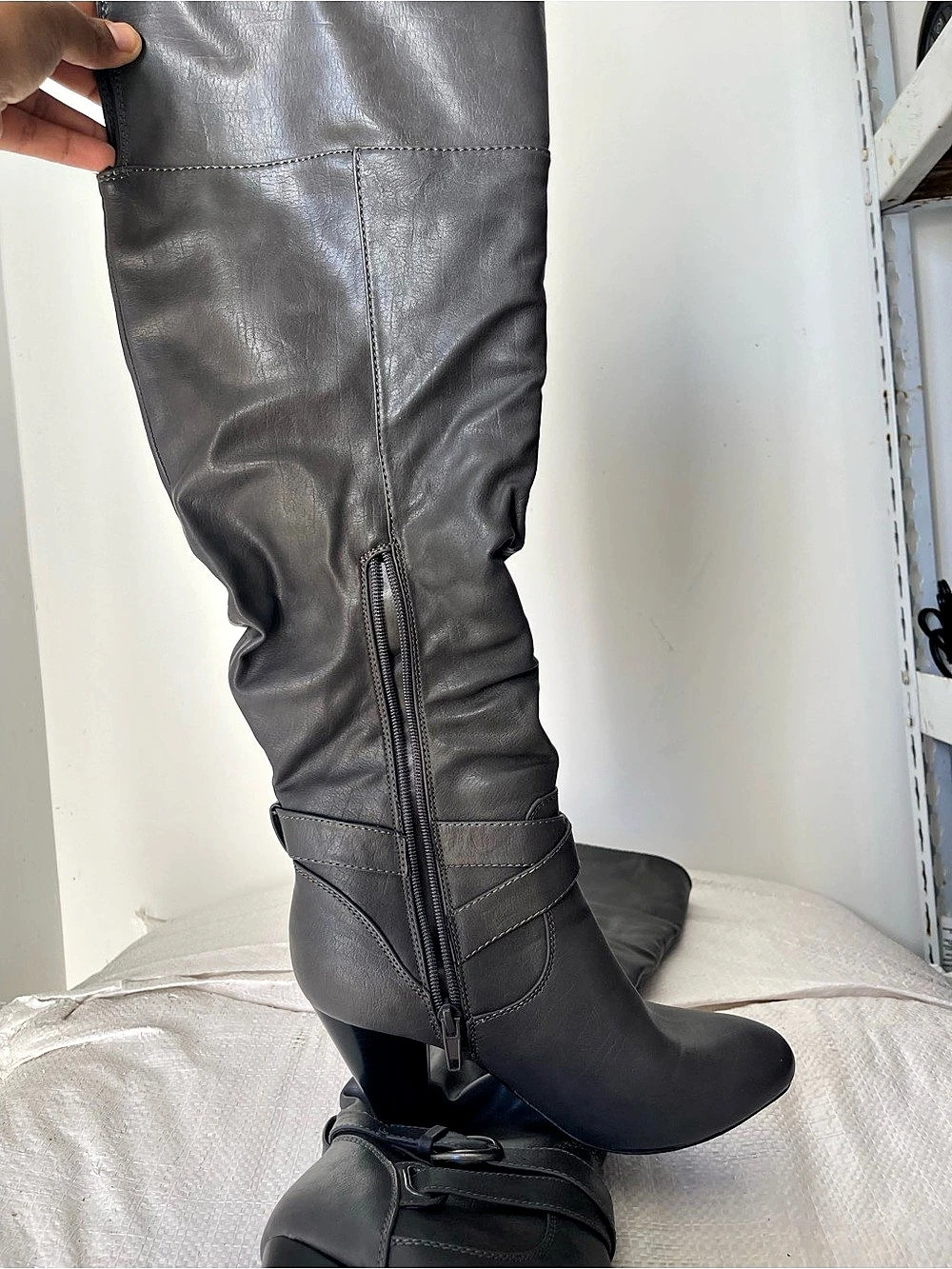 ELISON Gray Slouchy Heeled Boots US 7M